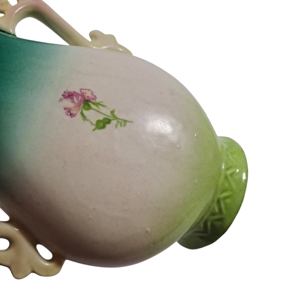 Antique Austrian Porcelain Vase Hand Painted Flowers Dragon Fly Art Nouveau 7.5" - Picture 3 of 11